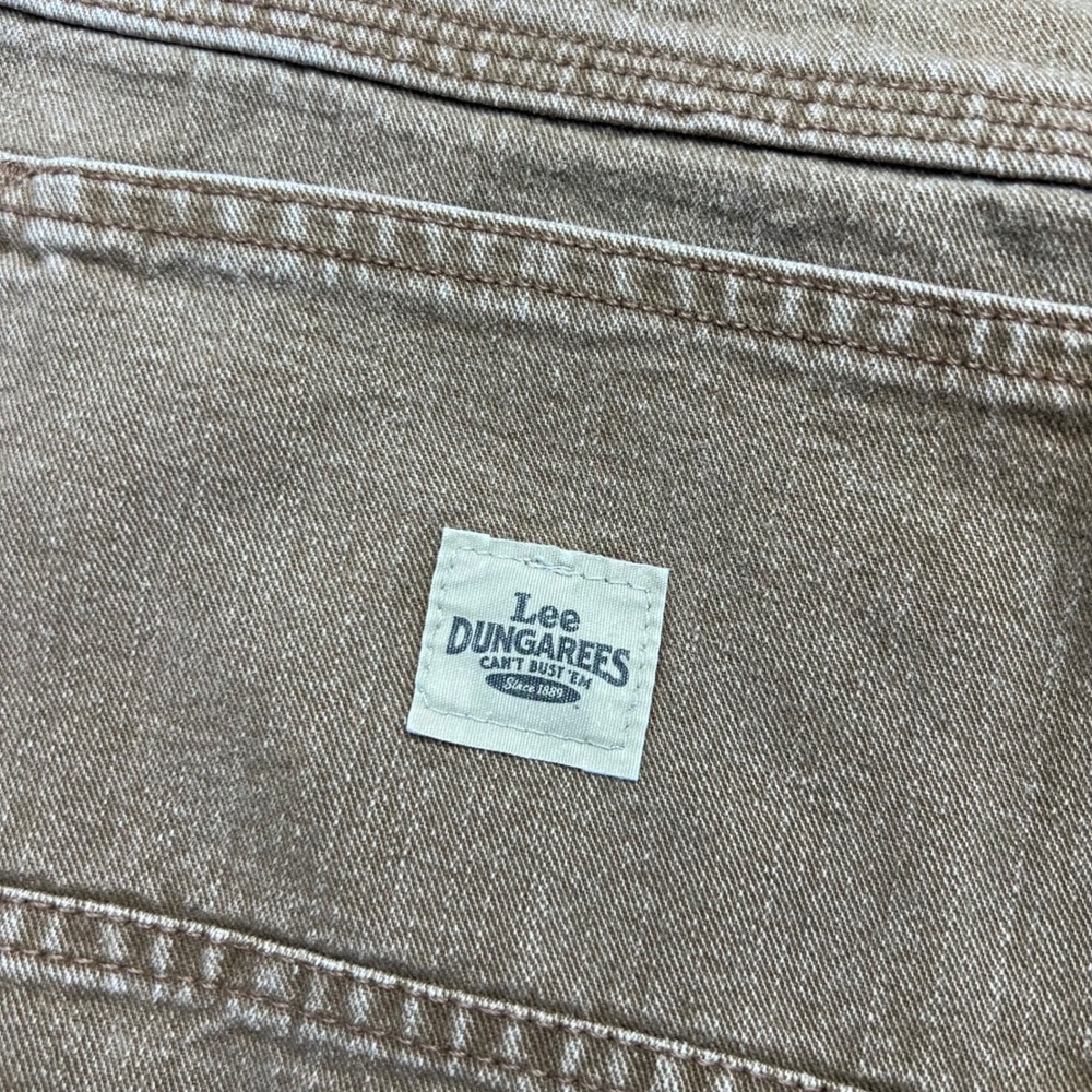 VINTAGE Lee Dungarees Carpenter Jeans Mens 36x30 Tan Cotton Canvas Workwear - Picture 11 of 16